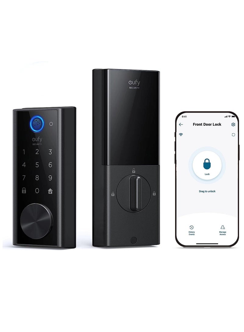 eufy Security Smart Lock S230, Keyless Fingerprint Lock for Front Door, Easy Installation, Built-in Wi-Fi, Reliable App for Remote Access, One-Year Battery Life - Image 1